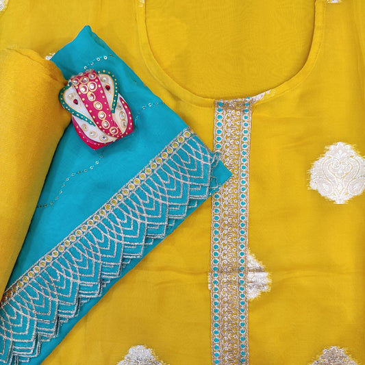 Designer Tissue Sequin Work With Contrast Dupatta Suit